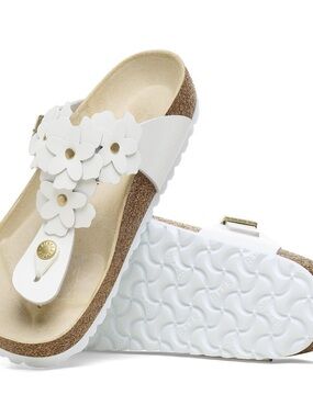 Birkenstock Gizeh Flowers in white leather - size 40